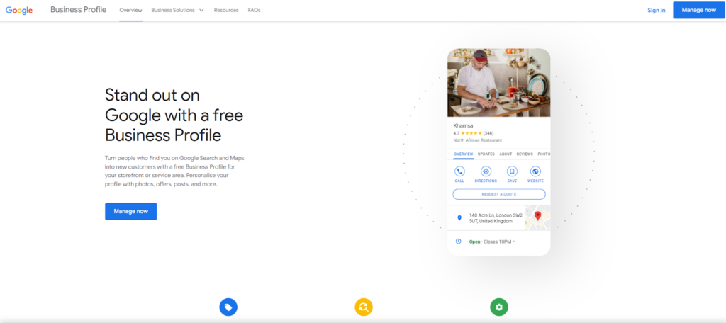 Google Business Profile Manager home page