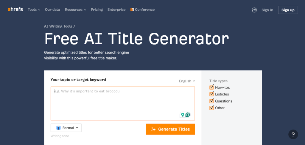 Title Generator Ahref page