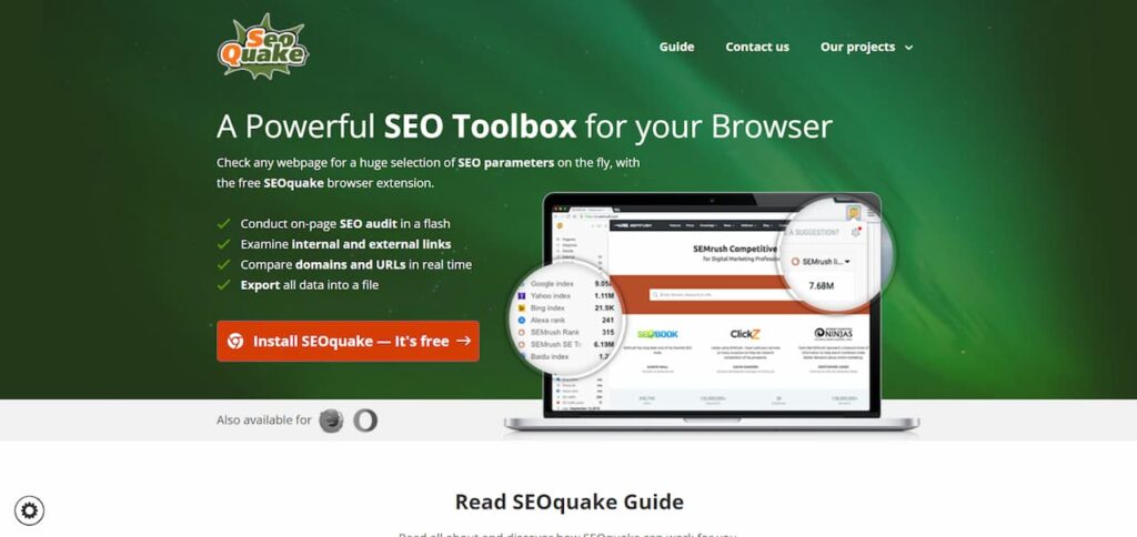 SEOquake home page