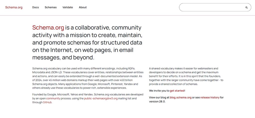 Schema.org home page